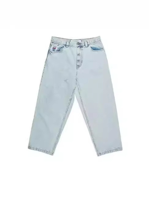 Polar Big Boy jeans Y2K Harajuku Hip Hop dibujos animados bordado azul pantalones vaqueros sueltos hombres
