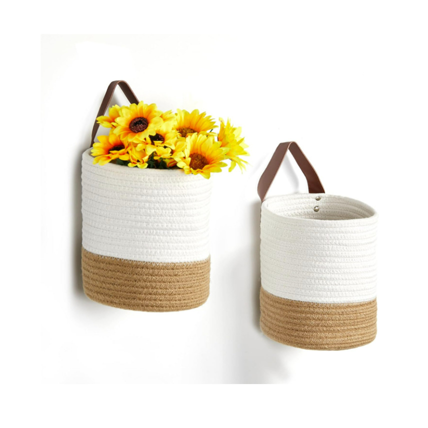 Cesta de almacenamiento de cuerda de algodón de Amazon, llave de entrada, canasta de almacenamiento de artículos diversos, maceta, canasta colgante, canasta de almacenamiento para el hogar