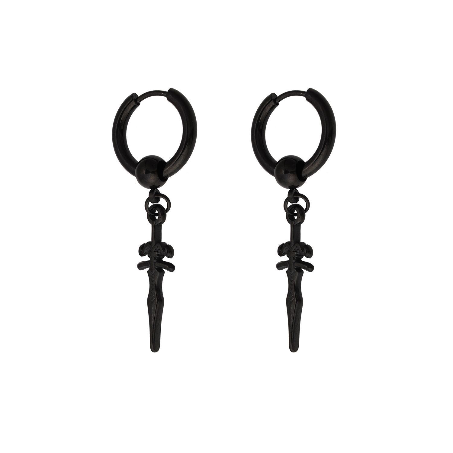 1 Piece Fashion Cross Titanium Steel Plating Drop Earrings display picture 5