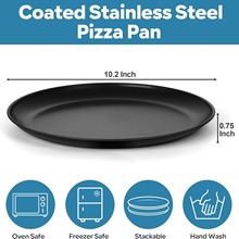 跨境户外黑色披萨盘不锈钢烤肉盘烤箱圆形意面盘食品级漆披萨盘