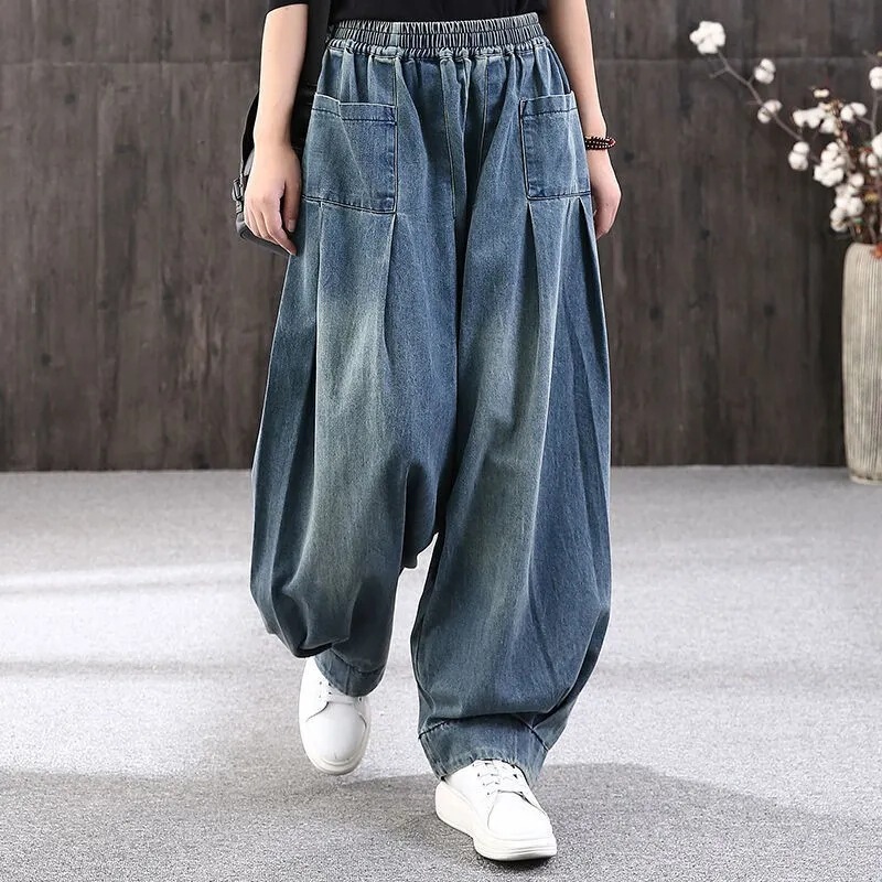 Loose Large Size Harlan Jeans Women's 2021 Spring and Autumn New Chubby Girl Carrot Pants All-match Casual Bloomers Trendy