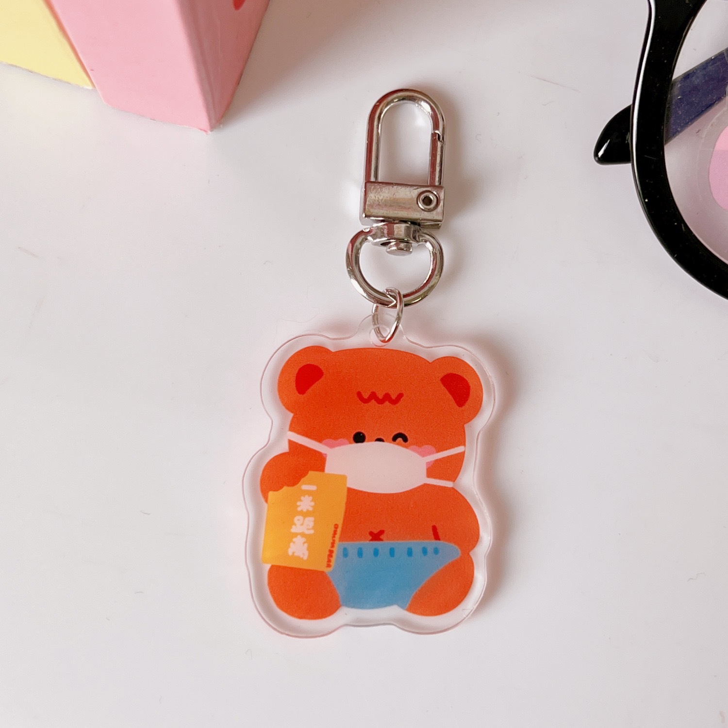 Colgante de oso con forma de corazón estilo japonés, accesorio para mochila, amuleto para niña, llavero de moda, decoración para bolso, celebridad de internet