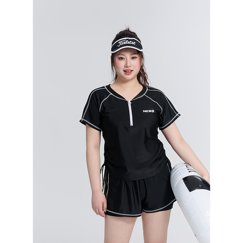 Ladies' Separate Plus Size Fat Sister Conservative Slimming Belly Covering Beach Hot Spring Vacation Swimwear