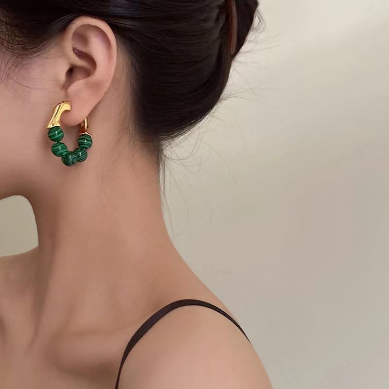 Earrings Niche Design High-End Cold Temperament Earrings Green Small Fresh Earrings