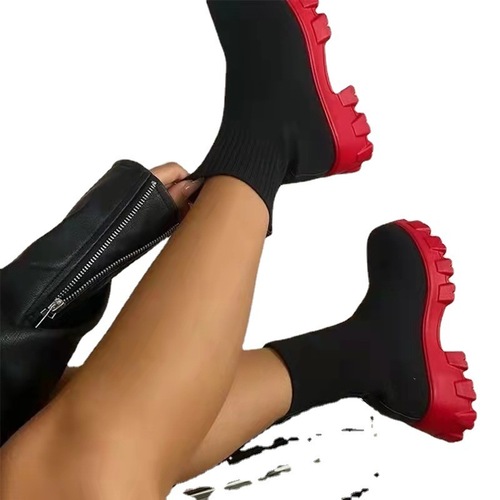 Women's Felt Knit Sport Boots for Autumn/Winter, Independent Stand Women's Boots, Plus Size One-Piece Socks Boots