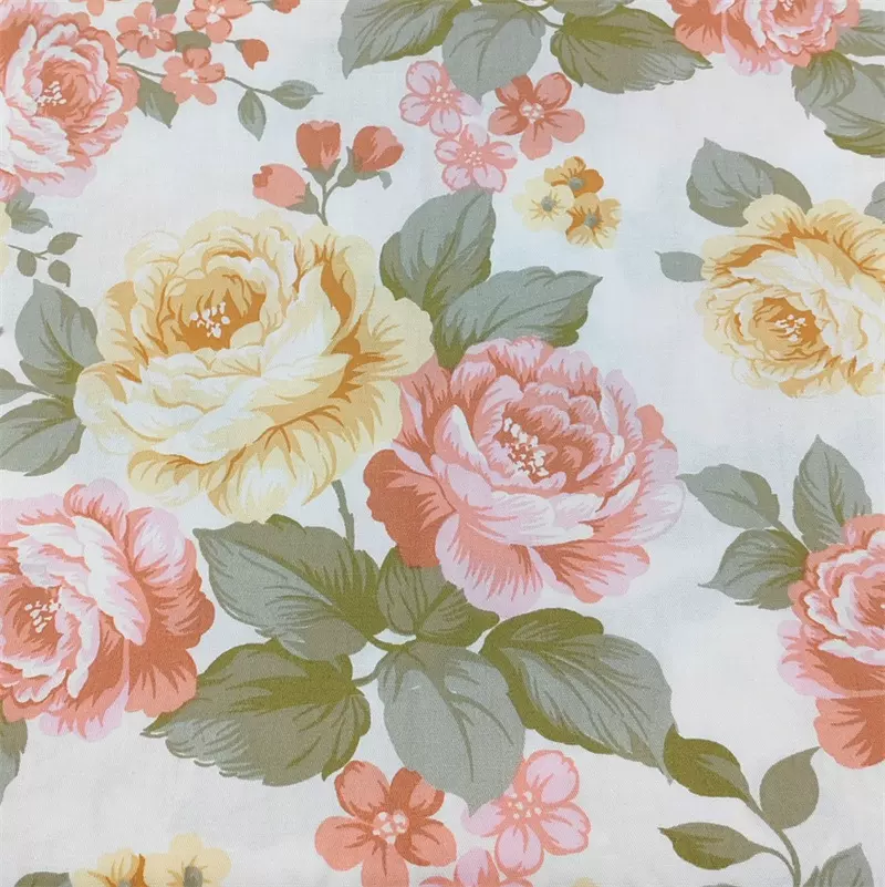 全棉大花碎花玫瑰印花面料床品纯棉服装布 DIY手工布料老外喜欢