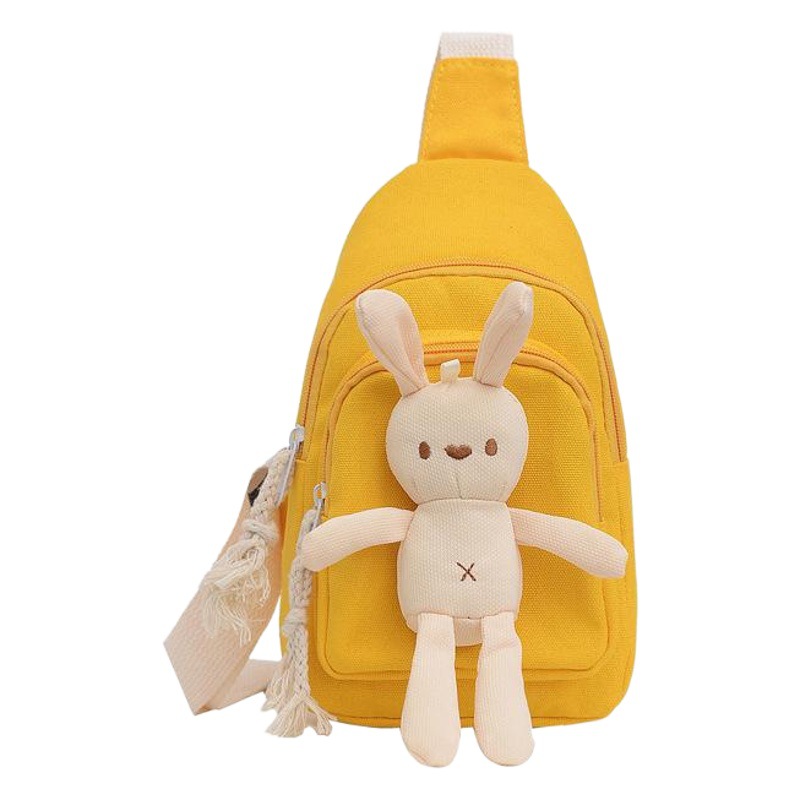 Children's Small Bag Korean Cartoon Canvas Rabbit Chest Bag Boys and Girls Shoulder Bag Cute Baby Trendy Crossbody Bag