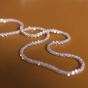 European and American cross-border hot selling temu hot selling sparkling caterpillar women's silver necklace women's basic chain clavicle chain