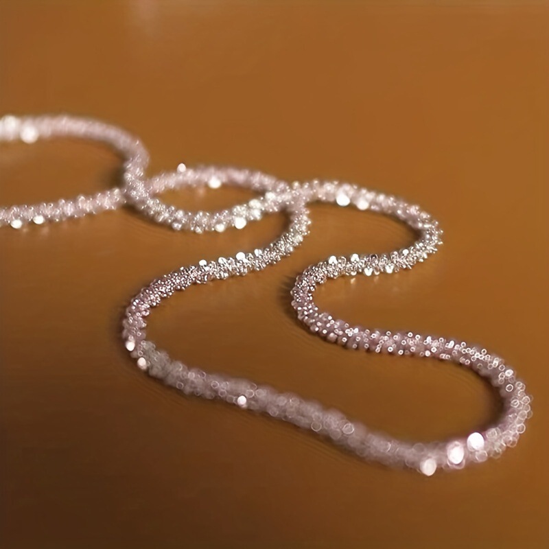European and American Cross-Border Hot-Selling Temu Hot-Selling Sparkling Caterpillar Women's Silver Necklace Women's Basic Chain Clavicle Chain