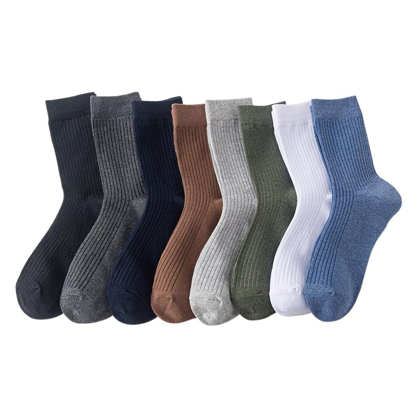 靴下の男性秋冬の経典のタイプは中筒の男性の靴下を引き出して、純色の綿の男性の縦条の靴下の現物を合わせます。