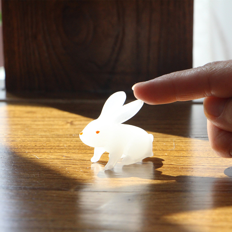 淄博特产琉璃兔松鼠金鱼办公室玻璃小摆件微景观造景仿真动物礼物