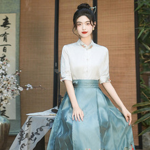 好质量中式国风刺绣上衣改良一片式大摆织金妆花剪花马面裙套装