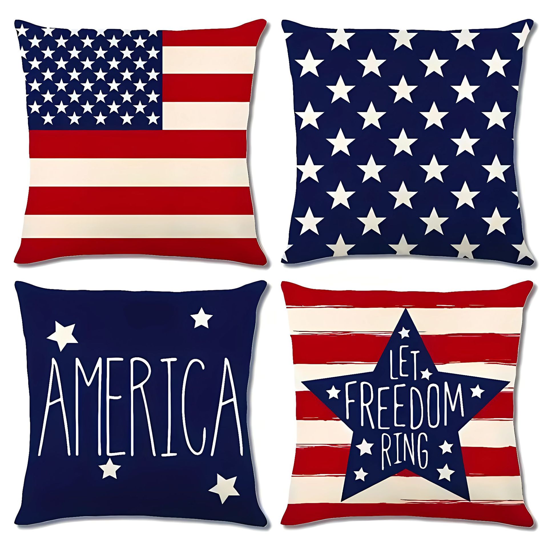 Transfronterizo Día de la Independencia de Amazon impresión lino almohada funda aniversario para celebrar el hogar vestido almohada funda mayorista