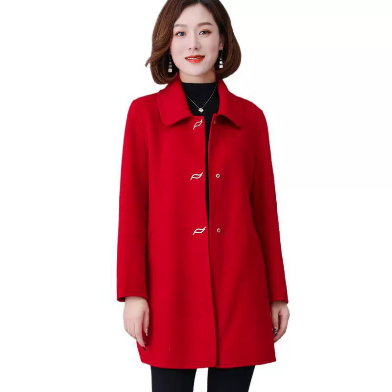 2022 осенне-зимнее Новое двустороннее шерстяное пальто для мам, зимний кардиган средней длины с лацканами в Корейском стиле
