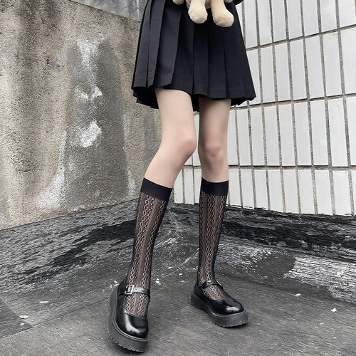 jk lace socks mesh socks mid-tube Japanese pile socks women's summer thin transparent Lolita Korean lace socks