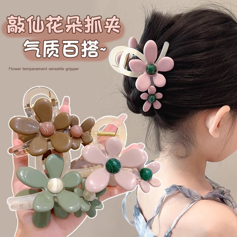 Flores retro para niños un clip de cabello para niñas 2024 nuevo clip de cabello para niñas craneos de pescado para el cabello
