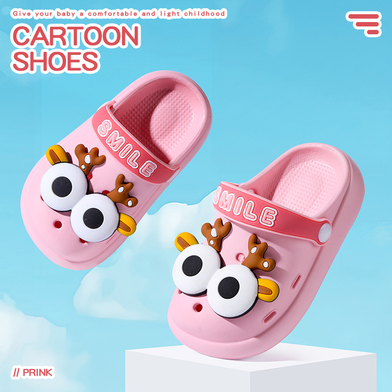 Eva New Hole Shoes Children's Summer Girls' Big Eyes Cute Non-Slip Deodorant Home Baotou Children's Slippers for Men