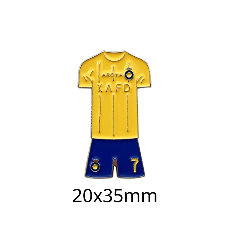 Fabricante personalizado Champions League World Cup Football Super Star Metal Insignia Imagen de dibujos animados Etiqueta del teléfono móvil Insignia Regalo