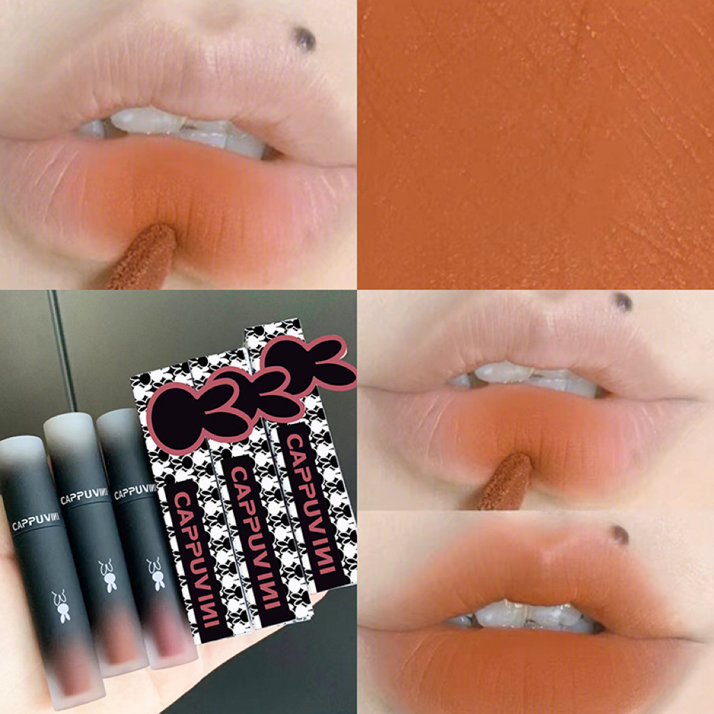 Cappuvini Reverse Macaron Lip Mud Matte Velvet Lip Gloss Whitening Lipstick for Students Affordable Lipstick