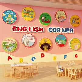 幼儿园英语文绘本馆环创教室图书布置阅读角墙面装饰机构培训工作