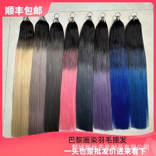 Paris Painted Dyed Feather Hair Extensions New Third Generation No Fold Head Color Real Hair Wholesale Real Hair