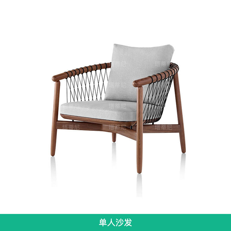 Conjunto de muebles de teca para exteriores, sofá para villa, terraza, resistente a la intemperie, protección solar, balcón, jardín, silla de ratán, mesa de centro. image 6