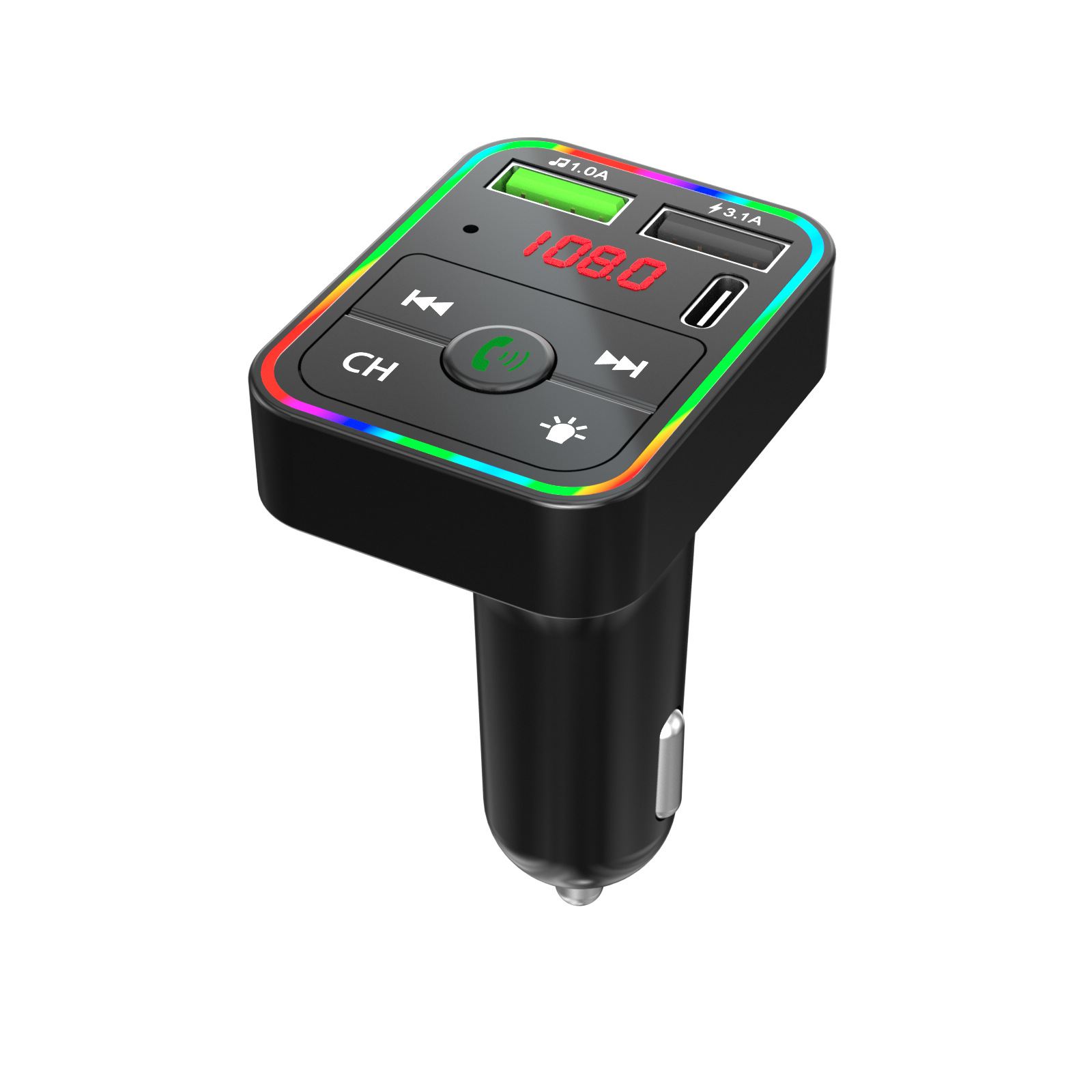 Fm Transmitter and Receiver Car Bluetooth Mp3 Player with Ambient Light Fm Automatic Channel Search to Say Goodbye to Noise