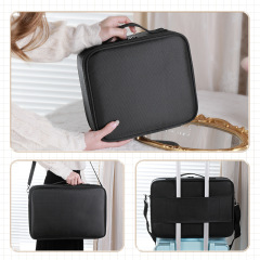 Large Capacity Makeup Bag with Multiple Layers for Eyeliner and Hair Design Tools, Cosmetics Storage with Detachable Dividers, Wholesale Bag