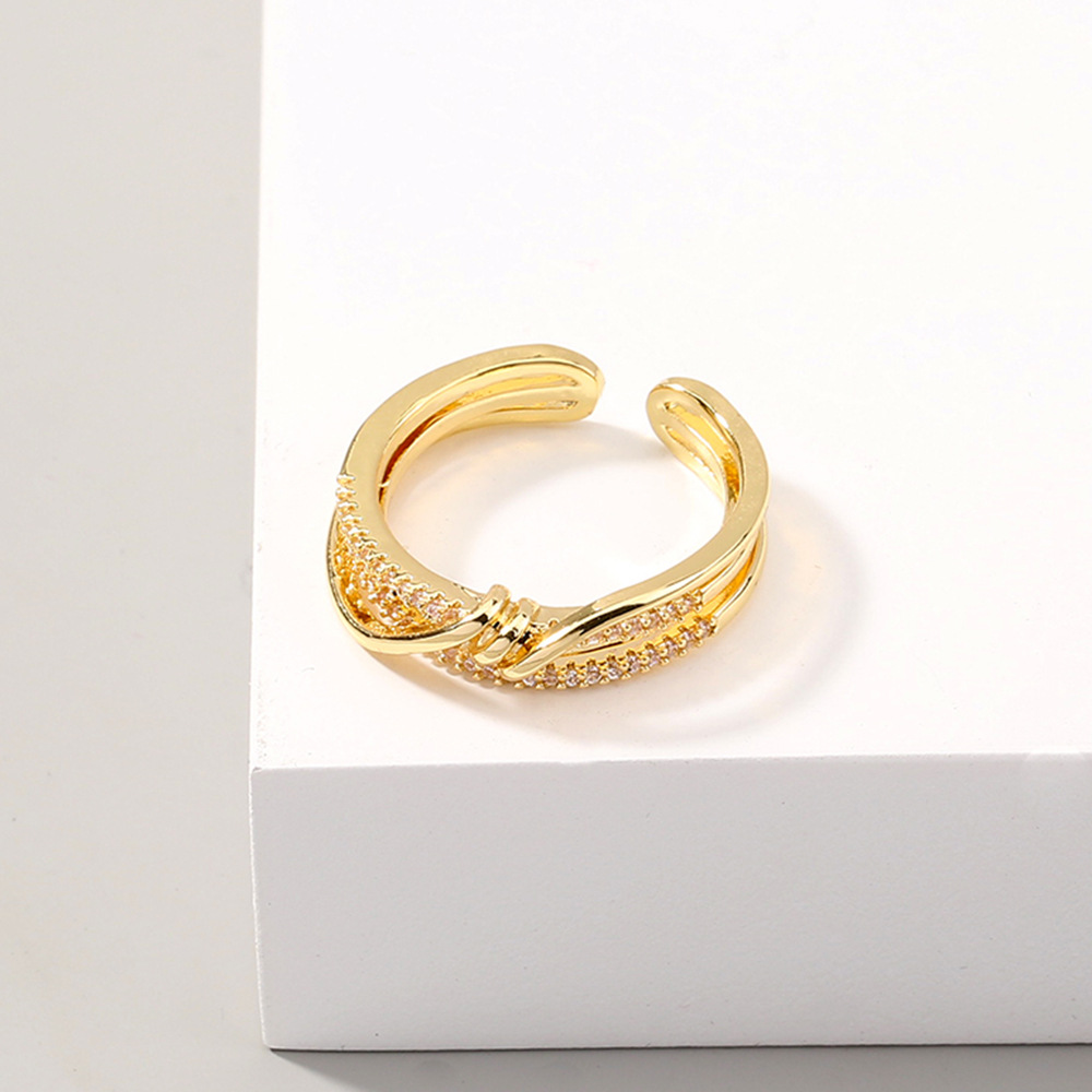 wholesale jewelry knotted micro zircon multi-layer copper ring Nihaojewelry