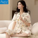 Special Price Pajamas Women's Summer Short-sleeved Capri Pants Cardigan Simple and Comfortable Women's Home Clothes suit Cotton Two-piece Set