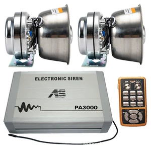 PA3000M Vehicle-Mounted Wireless Siren and Megaphone, Electronic Alarm with High-Pitched Speaker + Stainless Steel Horn