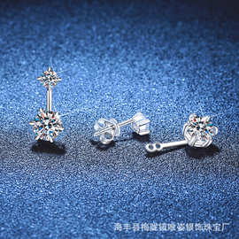 跨境新品双戴款莫桑石耳钉S925纯银耳钉小巧精致轻奢时尚耳饰批发