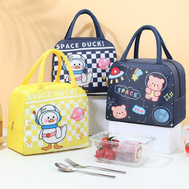 Bolsa de lonchera de dibujos animados lindo para ir a la escuela con comida bolsa de aislamiento bolsa bento para estudiantes papel de aluminio lindo bolso portátil bolsa de almuerzo