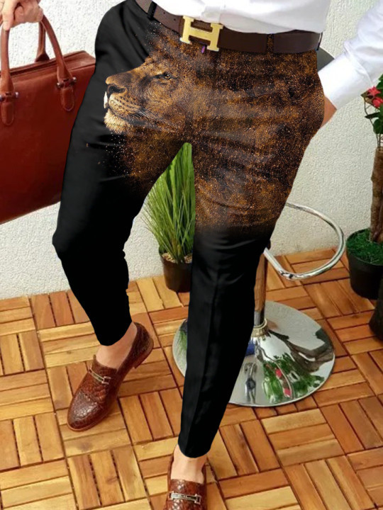 2023 estación independiente transfronteriza europea y americana nuevo patrón casual de los hombres impreso Mediados de cintura traje casual pantalones micro pantalones elásticos