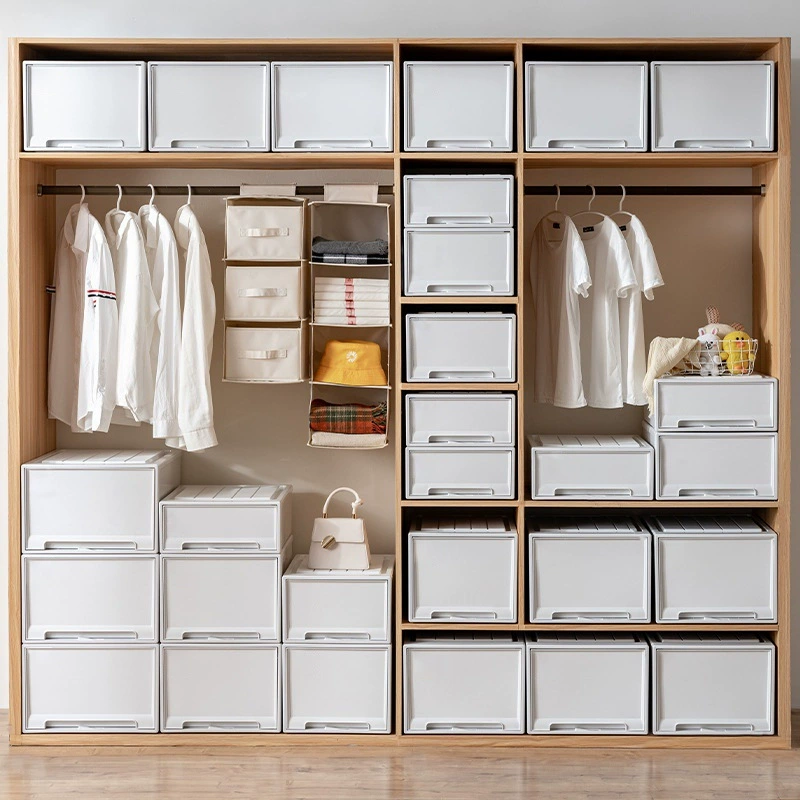 Производство и оптовая продажа утолщенных ящиков для хранения штабелируемых ящиков шкафа прозрачный ящик для хранения домашней одежды