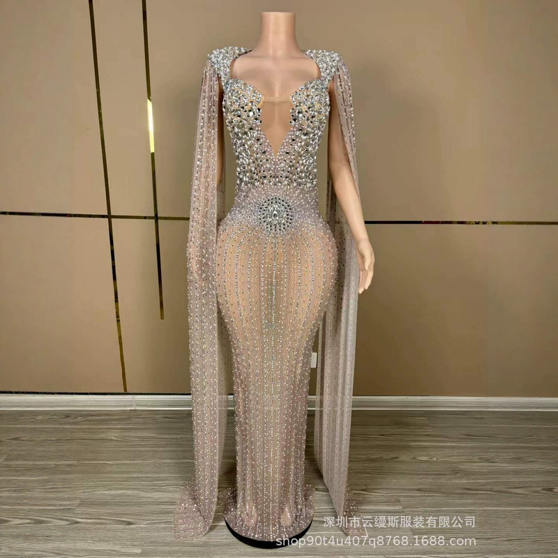 New Deep V Bright Diamond Luxury Cocktail Party Evening Dress Miss Universe Beauty Contest Model Show Dress New Deep V Bright Diamond Luxury Cocktail Party Evening Dress Miss Universe Beauty Contest Model Show Dress