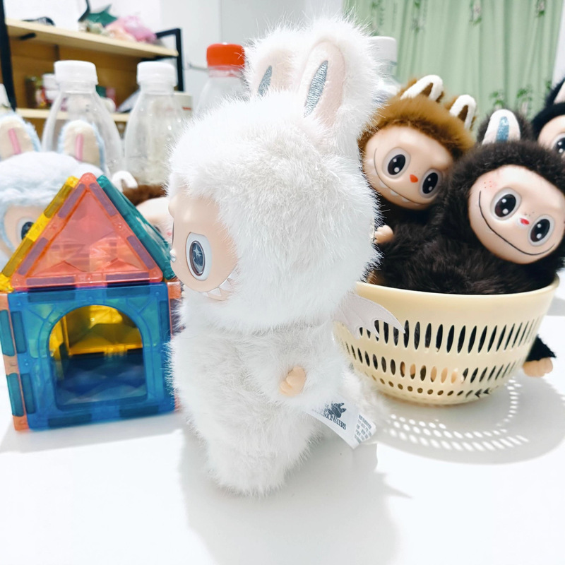 现货高品质拉布布一代小天使Labubu搪胶公仔毛绒玩偶娃娃钥匙挂件|undefined