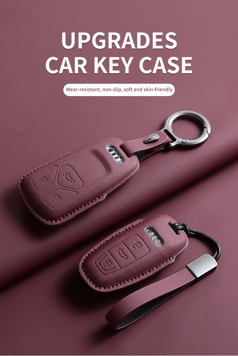 Suitable for Audi A6L Key Cover A6 Same Car Original Color Q8 Bag A4L Car A3L Car Q5 La7 Shell Q3 Buckle Q7 Cross-Border
