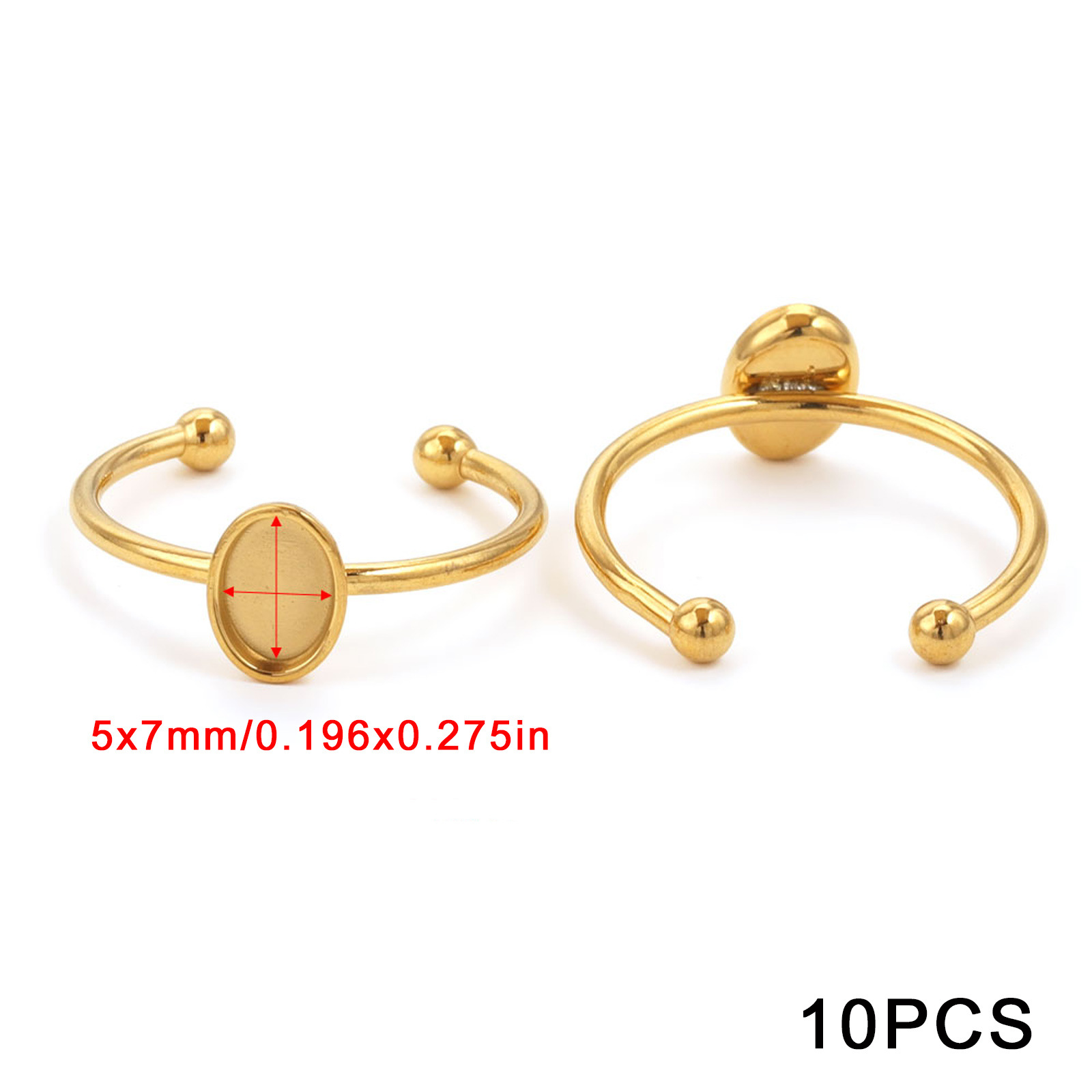 Acero inoxidable color-preservación pulido anillo titular DIY anillo plano anillo superficie horno oro incrustaciones perla apertura anillo titular Accesorios