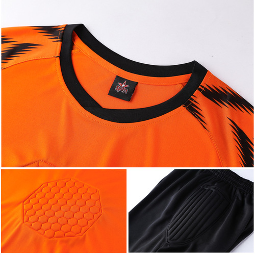 New Football Goalkeeper Suit Long Sleeve Set Children's Goal Net Suit Anti-Collision Breathable with Protective Pads Children's and Adult Versions