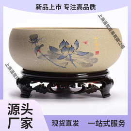 7无孔水培铜钱草拼盘大概创意大口径圆形水仙花收藏绿盆陶瓷