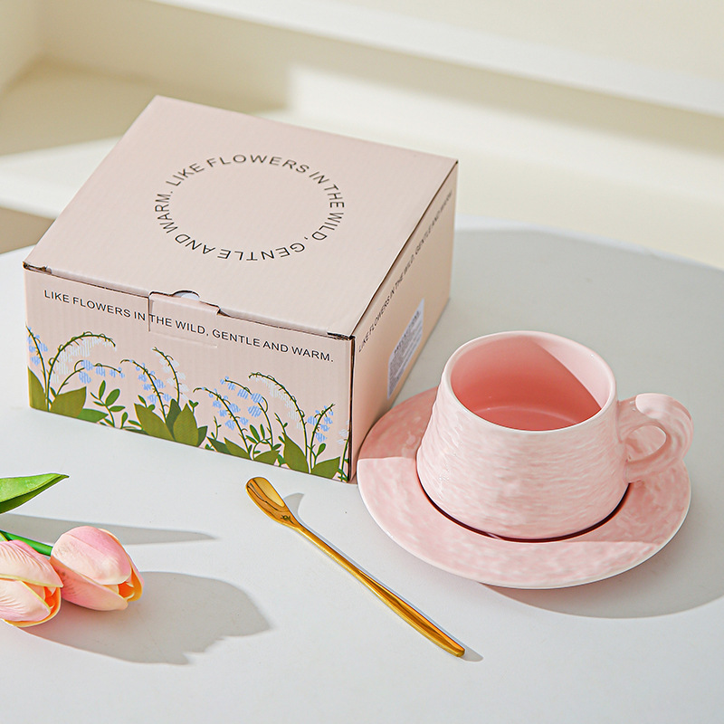 Tazas de café de cerámica de piedra de alta calidad, platos de oficina, tazas de café lujosas, copas de desayuno, regalo de mano.