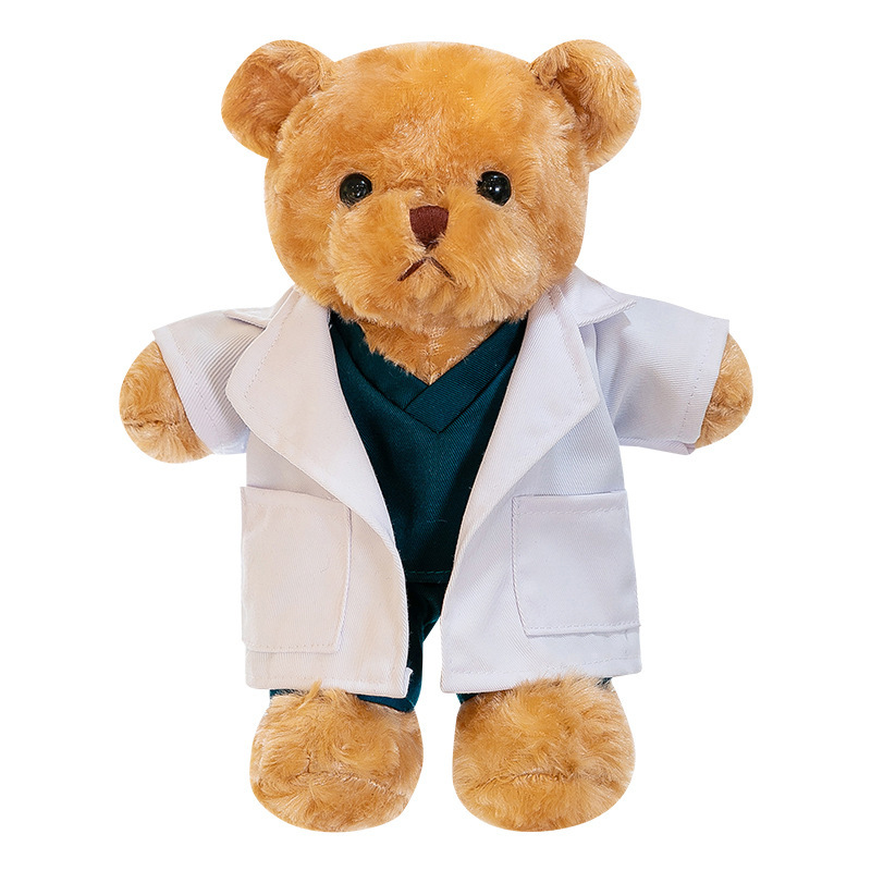 Teddy Bear doctor enfermera muñeca juguetes de peluche regalo de graduación muñeca creativa chaqueta blanca logo al por mayor