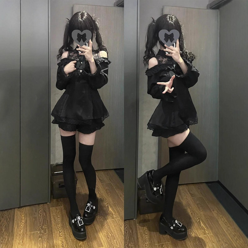 Japanese Dark Academy Style Jk Uniform Lace Set Waist-Slimming Dress High-Waisted Short Skirt Two-Piece Set Wholesale Japanese Dark Academy Style Jk Uniform Lace Set Waist-Slimming Dress High-Waisted Short Skirt Two-Piece Set Wholesale