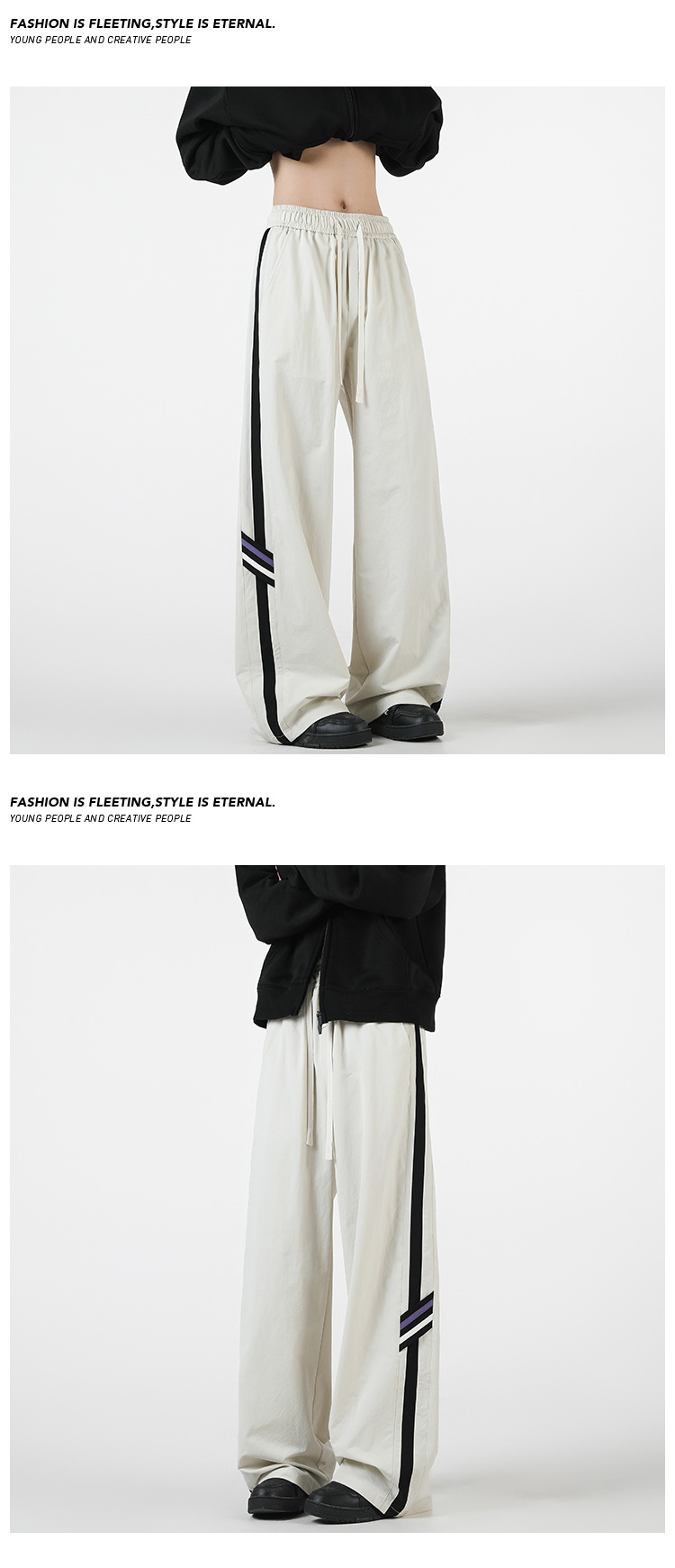 Pantalon rayé homme décontracté coupe droite tendance chic_voghion.com