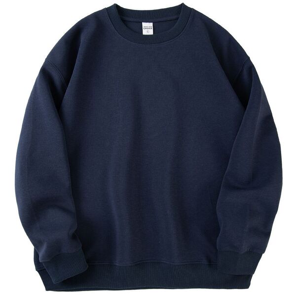 Cotton universal sweatshirt with a round collar for leisure