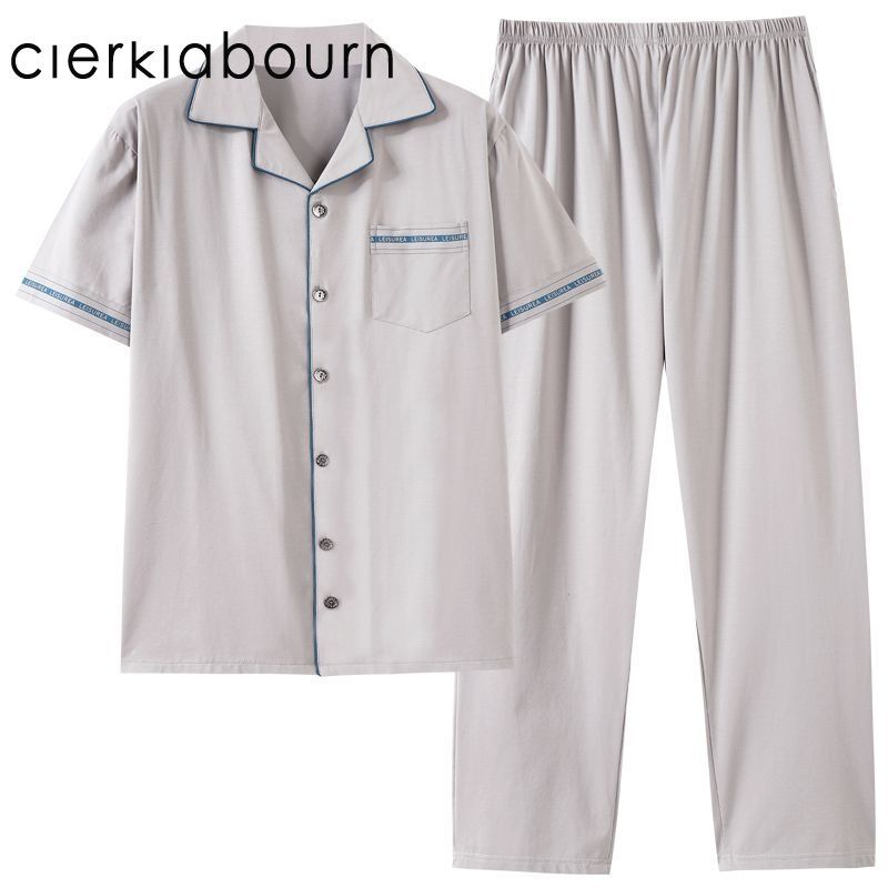 Pijamas para hombres verano 100 pantalones de mangas cortas para hombres verano delgado set de ropa de hogar de mediana edad 4XL