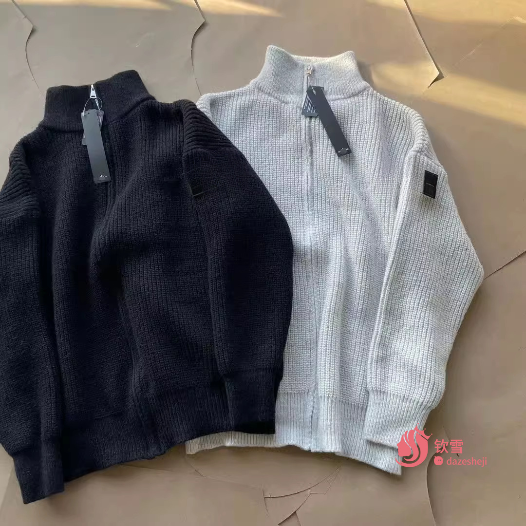 Ins Trendy Brand Japanese Cardigan Sweater Men's Autumn Couple's Solid Color Zipper Knitwear Long-sleeved Zipper Jacket