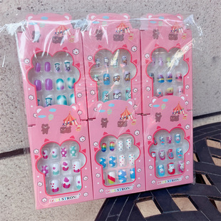 New children's nail stickers cartoon cute jelly gel nail pads 2 yuan store supply