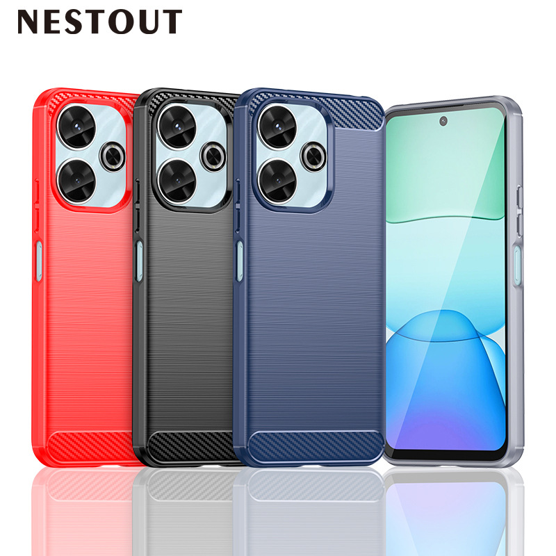适用红米13 4G手机壳Redmi Note13R保护套拉丝炭纤维全包防摔加厚